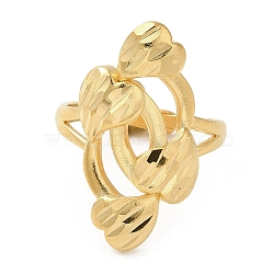 Light Gold Brass Adjustable Rings for Women, Heart, Inner Diameter: 20mm(RJEW-A022-01E)