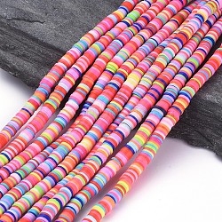 Flat Round Eco-Friendly Handmade Polymer Clay Beads, Disc Heishi Beads for Hawaiian Earring Bracelet Necklace Jewelry Making, Mixed Color, 6x1mm, Hole: 2mm, about 380~400pcs/strand, 17.7 inch(CLAY-R067-6.0mm-M1)