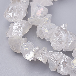 Electroplated Natural Quartz Crystal Bead Strands, Nuggets, Rainbow Plated, 10~24.5x5.5~16x2~23mm, Hole: 1mm, about 54~64pcs/strand, 15.1~15.9 inch(X-G-F336-06A)