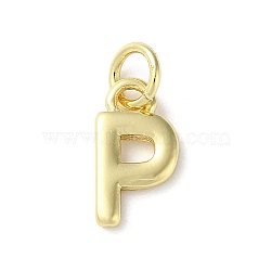 Rack Plating Brass Charms, Cadmium Free & Lead Free, Long-Lasting Plated, Real 18K Gold Plated, Letter P, 11.5x6x1.5mm, Hole: 3.2mm(KK-P245-06G-P)