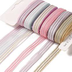Polyester and Nylon Ribbon Sets, for Bowknot Making, Gift Wrapping, Mixed Color, 3/8 inch(9~11mm), about 5.00 Yards(4.57m)/Bag(DIY-Z029-01G)