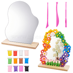 DIY Clay Acrylic Mirror Kit, Including Acrylic Mirror Set, Plasticine Modeling Clay Toys, Clay Modeling Tools, Mixed Color, 235x191x1.5mm(DIY-OC0011-57)