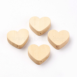 Unfinished Wood Beads, Natural Wooden Beads, Heart, Navajo White, 19x20x6mm, Hole: 1.5~3mm(X-WOOD-S037-080)