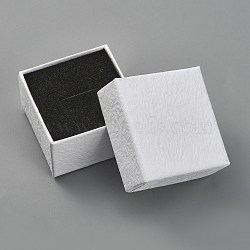 Cardboard Gift Boxes, with Black Sponge inside, Square, White, 5x5x3.3cm(YS-TAC0001-17A-01)