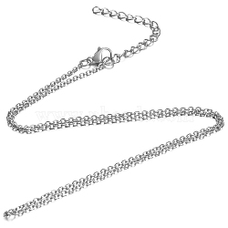 304 Stainless Steel Cable Chain Necklace, with Lobster Claw Clasps, Stainless Steel Color, 31.4 inch(80cm), 1.6mm(STAS-T040-PJ204-80)
