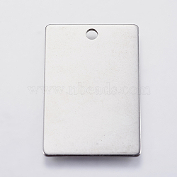 Tarnish Resistant 201 Stainless Steel Pendants, Rectangle, Stamping Blank Tag, Stainless Steel Color, 30x20x1mm, Hole: 2.5mm(STAS-F139-033P)