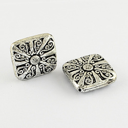Antique Acrylic Beads, Rhombus, Antique Silver, 20x20x7mm, Hole: 2mm, about 350pcs/500g(PACR-S209-24AS-20mm)