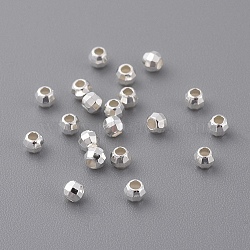 Sterling Silver Spacer Beads, Faceted, Round, Size: about 2.5mm in diameter, 2mm thick, hole: 1mm(X-STER-A010-14)