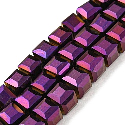 Electroplate Glass Beads Strands, Faceted, Cube, Purple, 6x6x6mm(EGLA-D018-6x6mm-84)