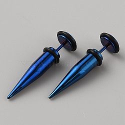 Stainless Steel Ear Taper Stretcher, Cone Gauge Earrings for Woman Men, Blue, 36.5x9.5mm(EJEW-WH0014-31B-BL)