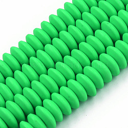 Handmade Polymer Clay Bead Strands, Flat Round, Spring Green, 8.5~9x3.5mm, Hole: 1.6mm, about 112pcs/strand, 15.75 inch~16.14 inch(40~41cm)(X-CLAY-N008-064-A01)