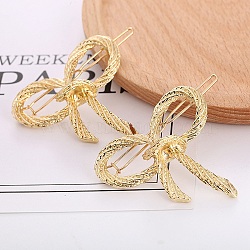 Bowknot Alloy Hair Barrettes, Frog Buckle Hairpin for Women Girls, Golden, 56.5~61.5mm(AJEW-A056-03B-G)