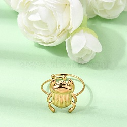 304 Stainless Steel Cuff Open Rings, Ion Plating(IP), Real 18K Gold Plated, Ladybug, 16.5x13.5mm, US Size 8 1/2(18.5mm)(SA-CBA90C5-01B-G)