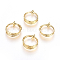 Brass  2-Loop Link Pendants, Long-Lasting Plated, Ring, Real 18K Gold Plated, 27x23.5x8.5mm, Hole: 1.5mm(KK-G389-12G)