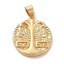 Real 18K Gold Plated Zodiac Theme Brass Pendants, Libra, 22.5~23x20.5~21x2~3mm, Hole: 6x4mm(KK-M273-04I-G)