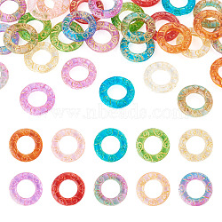 40Pcs 10 Colors Baking Paint and Golden Metal Enlaced Glass Beads, Ring, Mixed Color, 25x5.5mm, Hole: 14mm, 4pcs/color(DGLA-TA0001-65)
