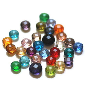 Imitation Austrian Crystal Beads, Grade AAA, Faceted, Flat Round, Mixed Color, 6x4mm, Hole: 0.7~0.9mm