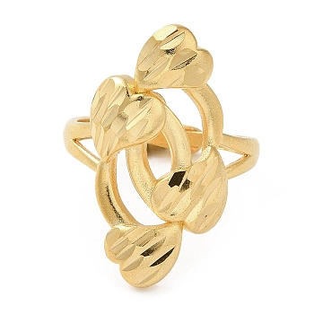 Light Gold Brass Adjustable Rings for Women, Heart, Inner Diameter: 20mm
