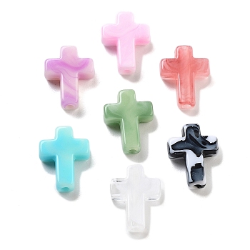 Acrylic Beads, Cross, Imitation Gemstone, Colorful, 15.5x12x4.5mm, Hole: 2mm, 1064pc/500g