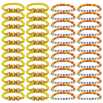 Polymer Clay Heishi Beaded Stretch Bracelets, Stackable Bracelets for Men Women, Yellow, 6~11.5mm, Inner Diameter: 2 inch(5cm)