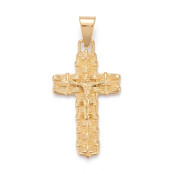 Easter 304 Stainless Steel Big Pendants, Crucifix Cross, Golden, 51.5x29.5x5mm, Hole: 7x12mm