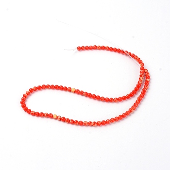 Natural Imperial Jasper Beads Strands, Dyed, Round, Red, 391x4mm, Hole: 1mm, about 90pcs/strand