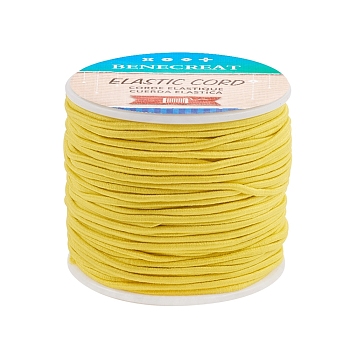 Elastic Cord, Polyester Outside and Latex Core, Champagne Yellow, 2mm, about 54.68 yards(50m)/roll, 1roll/box