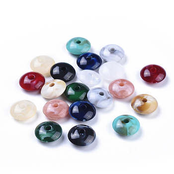 Acrylic Beads, Imitation Gemstone Style, Rondelle, Mixed Color, 14x6mm, Hole: 2.5mm, about 800pcs/500g