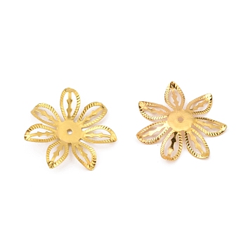 Multi-Petal Iron Bead Caps, Flower, Golden, 27x4mm, Hole: 1.6mm