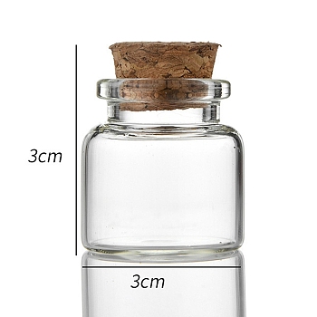 Glass Bottle, with Cork Plug, Wishing Bottle, Column, Clear, 3x3cm, Capacity: 10ml(0.34fl. oz)