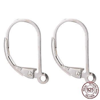 925 Sterling Silver Leverback Earring Findings, with 925 Stamp, Silver, 16.5x9x1.5mm, Hole: 1mm, Pin: 0.7mm