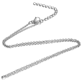 304 Stainless Steel Cable Chain Necklace, with Lobster Claw Clasps, Stainless Steel Color, 31.4 inch(80cm), 1.6mm