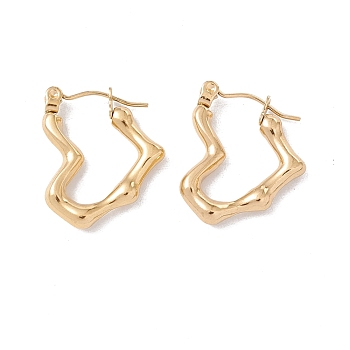 Ion Plating(IP) 304 Stainless Steel Heart Hoop Earrings for Women, Golden, 21.5x17.5x3mm, Pin: 0.6mm