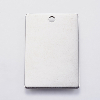 201 Stainless Steel Pendants, Rectangle, Stamping Blank Tag, Stainless Steel Color, 30x20x1mm, Hole: 2.5mm