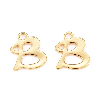 304 Stainless Steel Charms, Laser Cut, Letter, Stainless Steel Color, Golden, Letter.B, 10.5x9x0.7mm, Hole: 1.5mm
