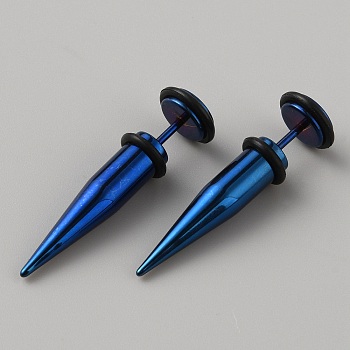 Stainless Steel Ear Taper Stretcher, Cone Gauge Earrings for Woman Men, Blue, 36.5x9.5mm