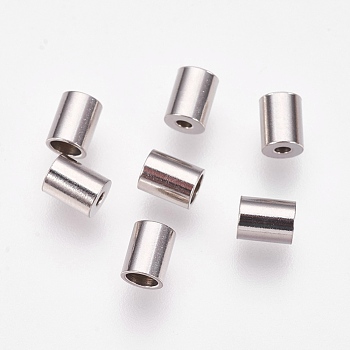 201 Stainless Steel Cord Ends, Stainless Steel Color, 5x4mm, Hole: 1mm, Inner Diameter: 2.5mm