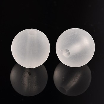 Transparent Acrylic Beads Mix, Round, Frosted, Clear, 12mm, Hole: 2mm, about 500pcs/500g