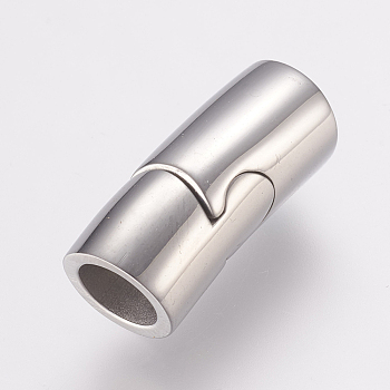304 Stainless Steel Magnetic Clasps with Glue-in Ends, Stainless Steel Color, 22mm, Hole: 6mm