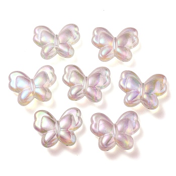 UV Plating Luminous Transparent Acrylic Beads, Glow in The Dark, Butterfly, Lavender Blush, 25x30x8.5mm, Hole: 2mm