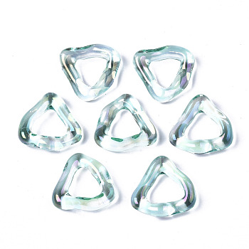 Transparent Resin Finger Rings, AB Color Plated, Triangle, Turquoise, Inner Diameter: 11mm