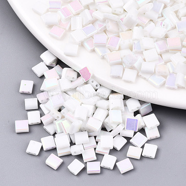 White Rectangle Glass Beads