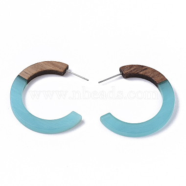 Accessoires de boucles d'oreilles en résine et bois de noyer(X-RESI-R425-01-A01)-2