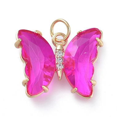 Camellia Butterfly Brass+Glass Pendants