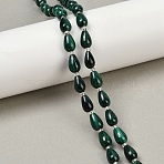 Natural Malachite Beads Strands, Teardrop, 9~10.5x6~7mm, Hole: 0.8mm, about 32pcs/strand, 14.96 inch(38cm)(G-L630-C01-10x6mm)