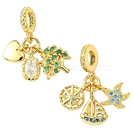 2Pcs 2 Styles Rack Plating Brass Cubic Zirconia European Dangle Charms Large Hole Pendants, Long-Lasting Plated, Cadmium Free & Lead Free, Mixed Shape, Real 18K Gold Plated, 26~27mm, Hole: 4.5mm, 1pc/style(KK-YW0002-82)