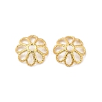 316 Stainless Steel Bead Caps, Multi-Petal, Flower, Real 18K Gold Plated, 8.5x2.5mm, Hole: 1.5mm(STAS-C080-02A-G)