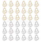 40Pcs 2 Colors Zinc Alloy Rhinestone Pendants, Heart, Platinum & Light Gold, 24.1x17.4x4mm, 20pcs/color(FIND-FH0010-65)