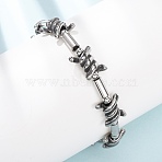 Punk 304 Stainless Steel Barbed Wire Link Chain Bracelets for Women Men, Antique Silver, 8.86 inch(22.5cm)(BJEW-C148-02AS)