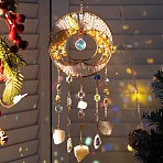 Iron & Brass & Crystal Glass Sun Catcher Pendants, with Gemstone Rainbow Maker, DIY Garden & Home Decoration, Apple Charms, Golden, 400x130mm(HJEW-K049-06A)